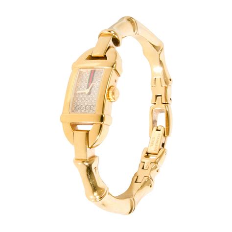 gold female gucci watch|Gucci bamboo watches for women.